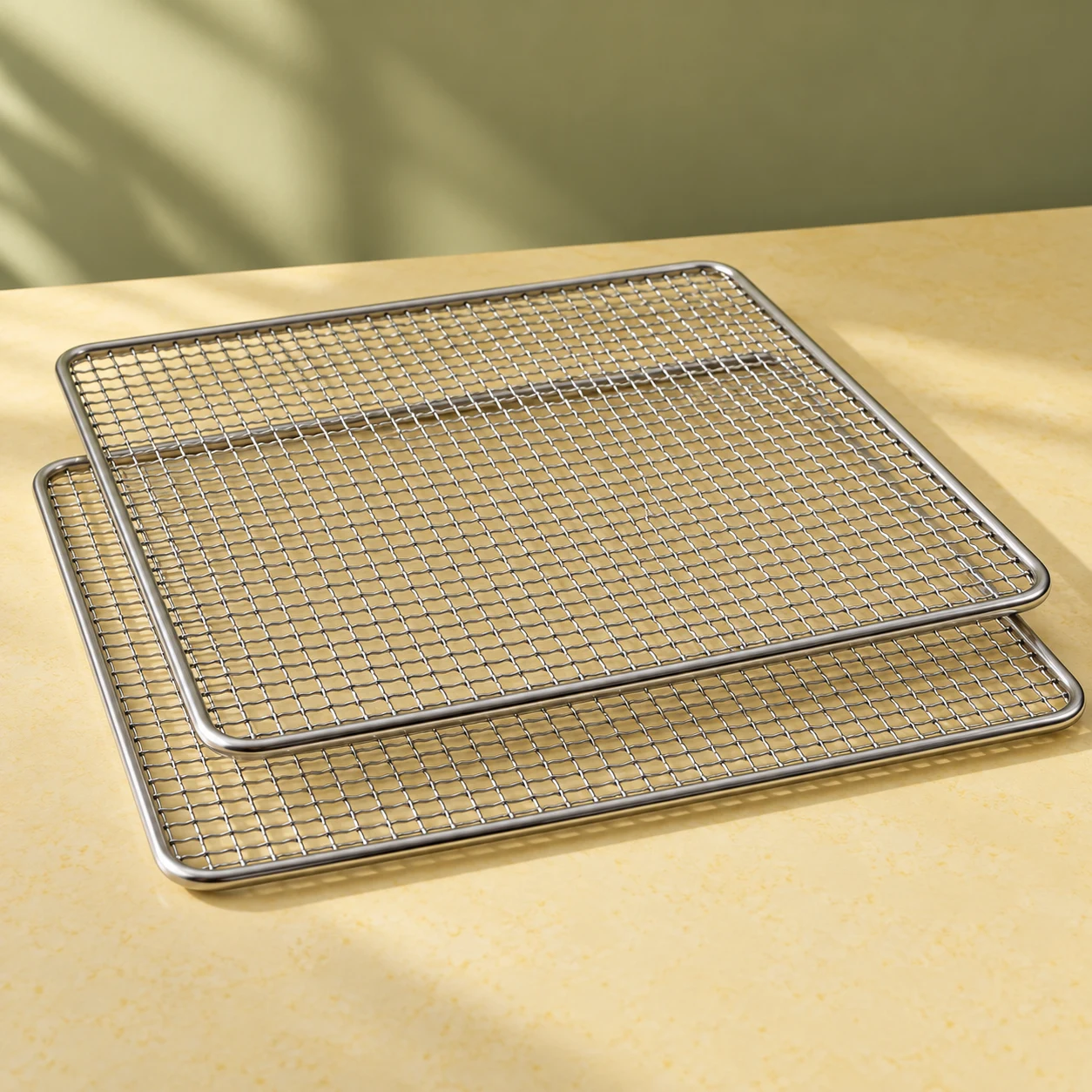 Steel mesh tray pair